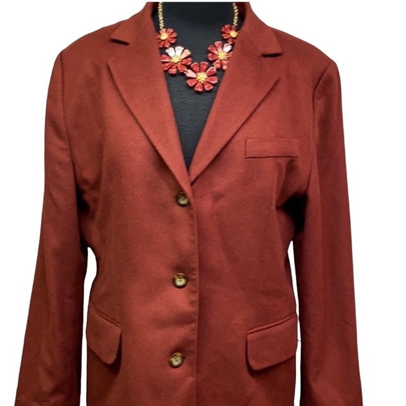 LL Bean Rust Brown Cashmere Wool Jacket - Picture 2 of 4